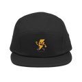 Gorra negra 5 paneles Doozy Headwear con rayo amarillo bordado, estilo urbano.