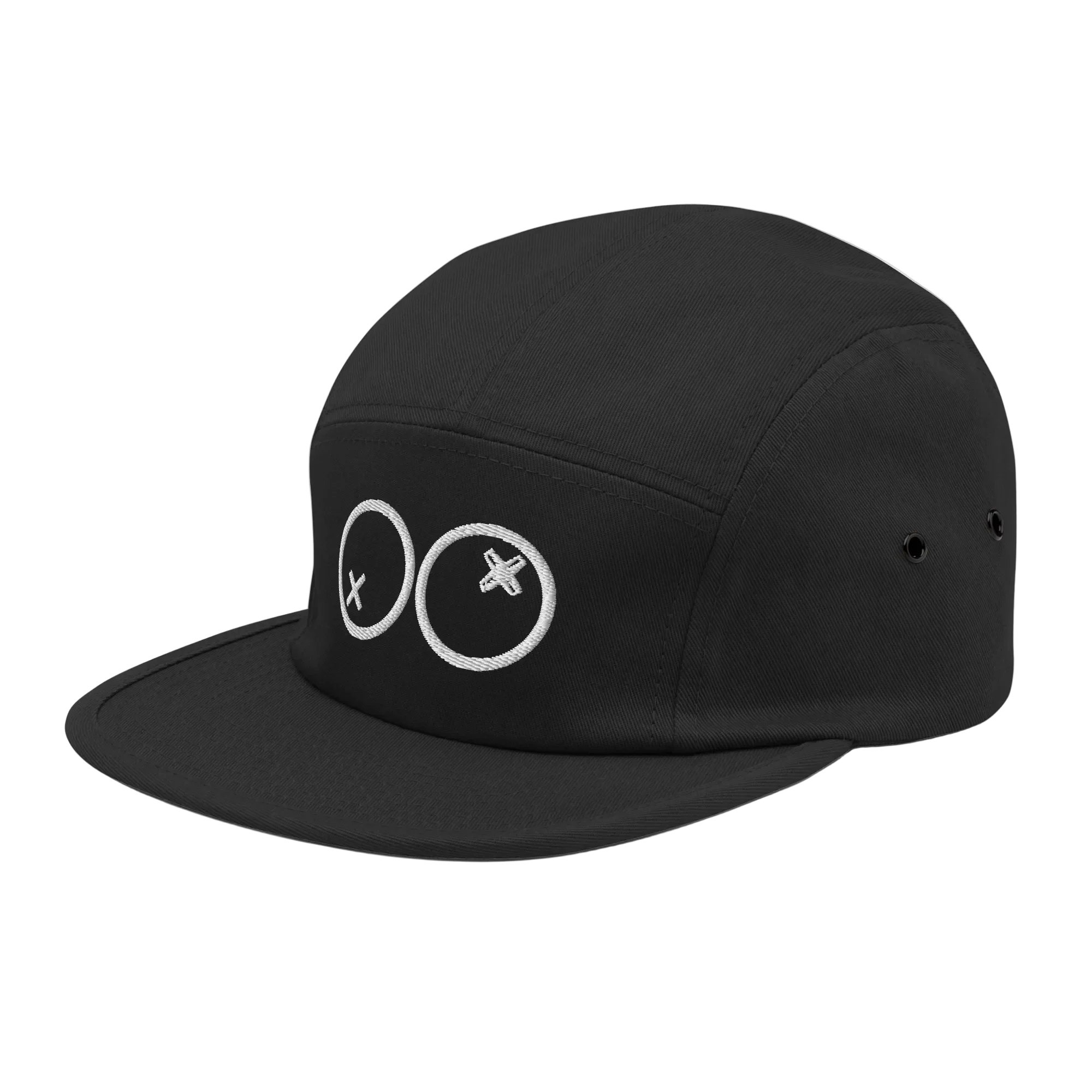 Gorra negra 5 paneles Doozy Headwear con logo bordado dOOzy en la parte frontal