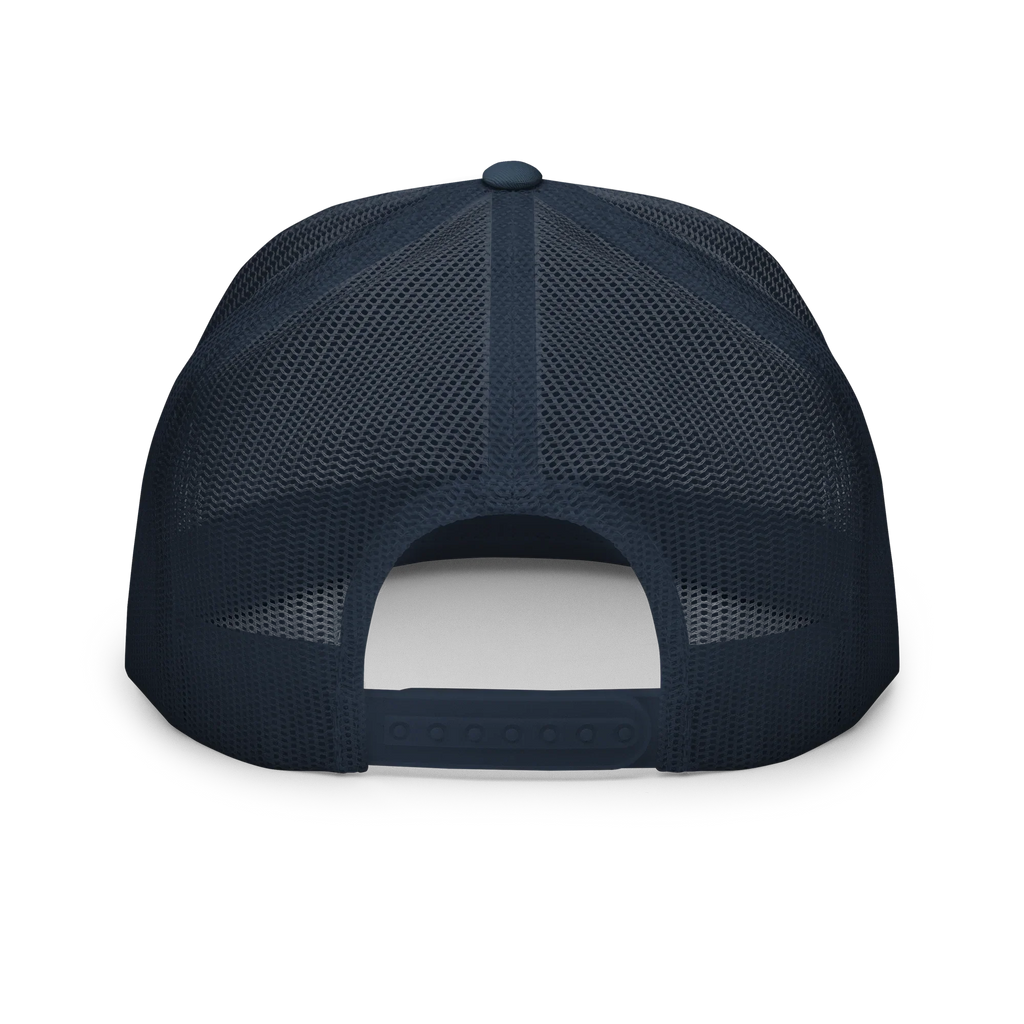 Gorra trucker azul marino de malla vista trasera, Doozy Headwear tienda oficial