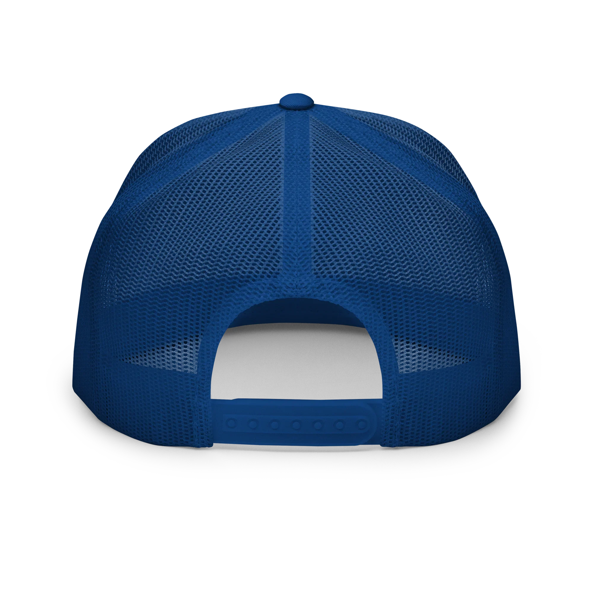 Gorra trucker azul de malla vista trasera, marca Doozy Headwear, ajuste snapback