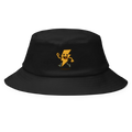 Sombrero bucket negro Doozy Headwear con logo rayo amarillo sonriente en el frente