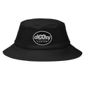 Sombrero bucket negro Doozy Headwear con logotipo blanco dOOzy custom al frente.