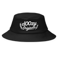 Sombrero bucket negro Doozy Originals con logo blanco y hojas, producto dOOzy Headwear