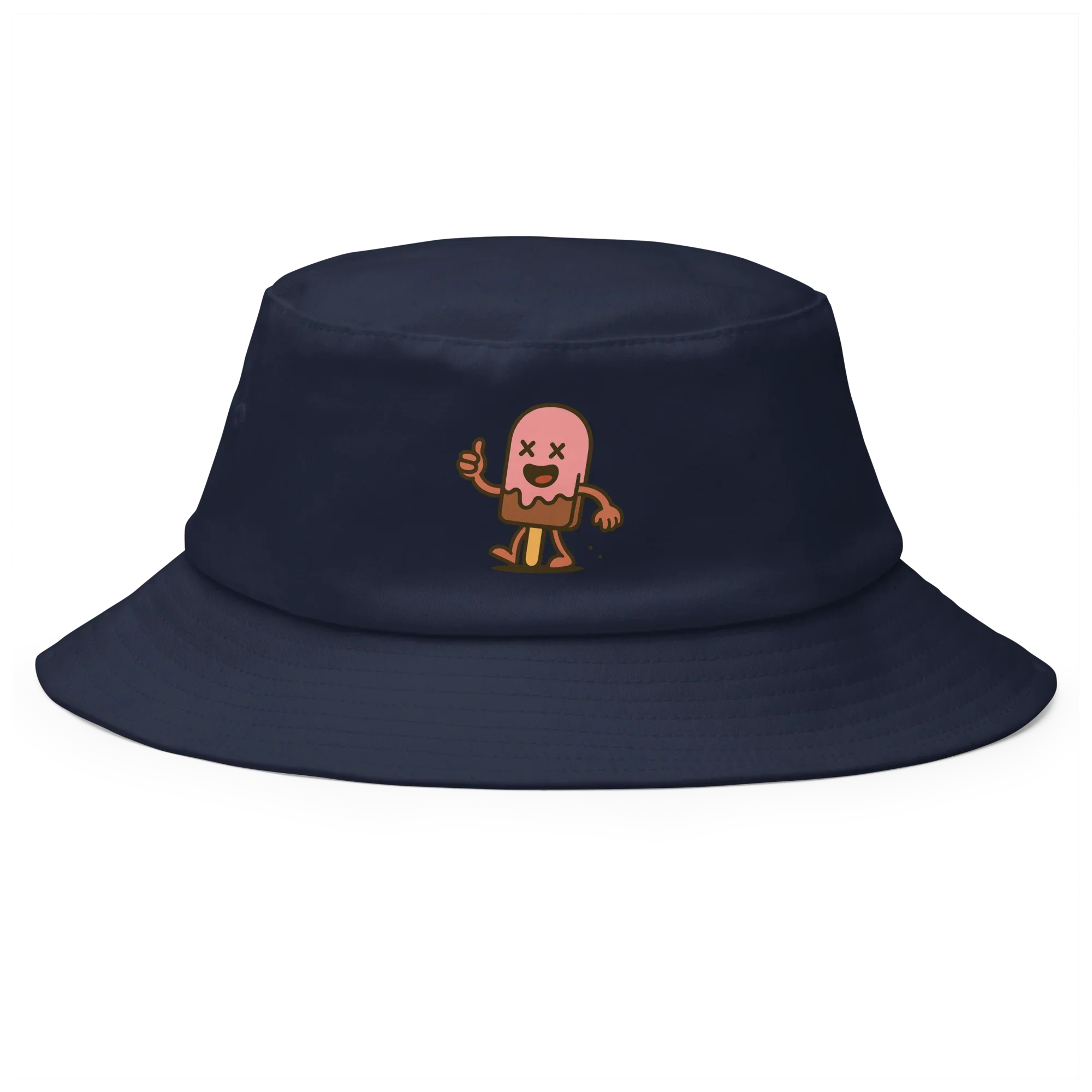 Bucket hat azul marino Doozy Headwear con dibujo de helado animado al frente