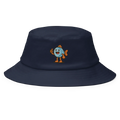 Sombrero bucket azul marino Doozy Headwear con dibujo colorido de pez sonriente al frente