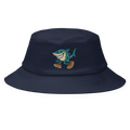 Sombrero bucket azul marino Doozy Headwear con tiburón caricatura y logo dOOzy
