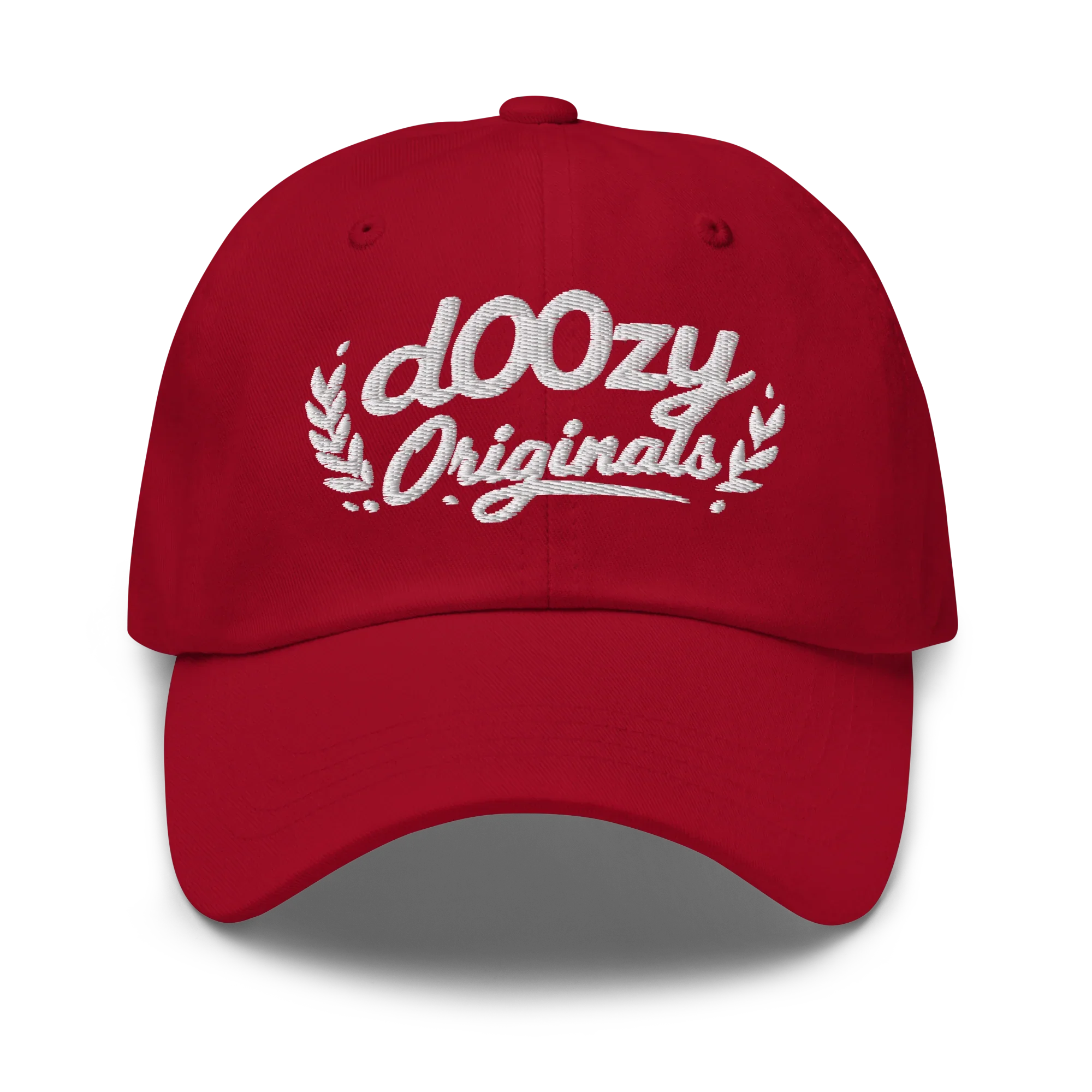 Gorra clásica roja Doozy Headwear con logo blanco bordado dOOzy Originals