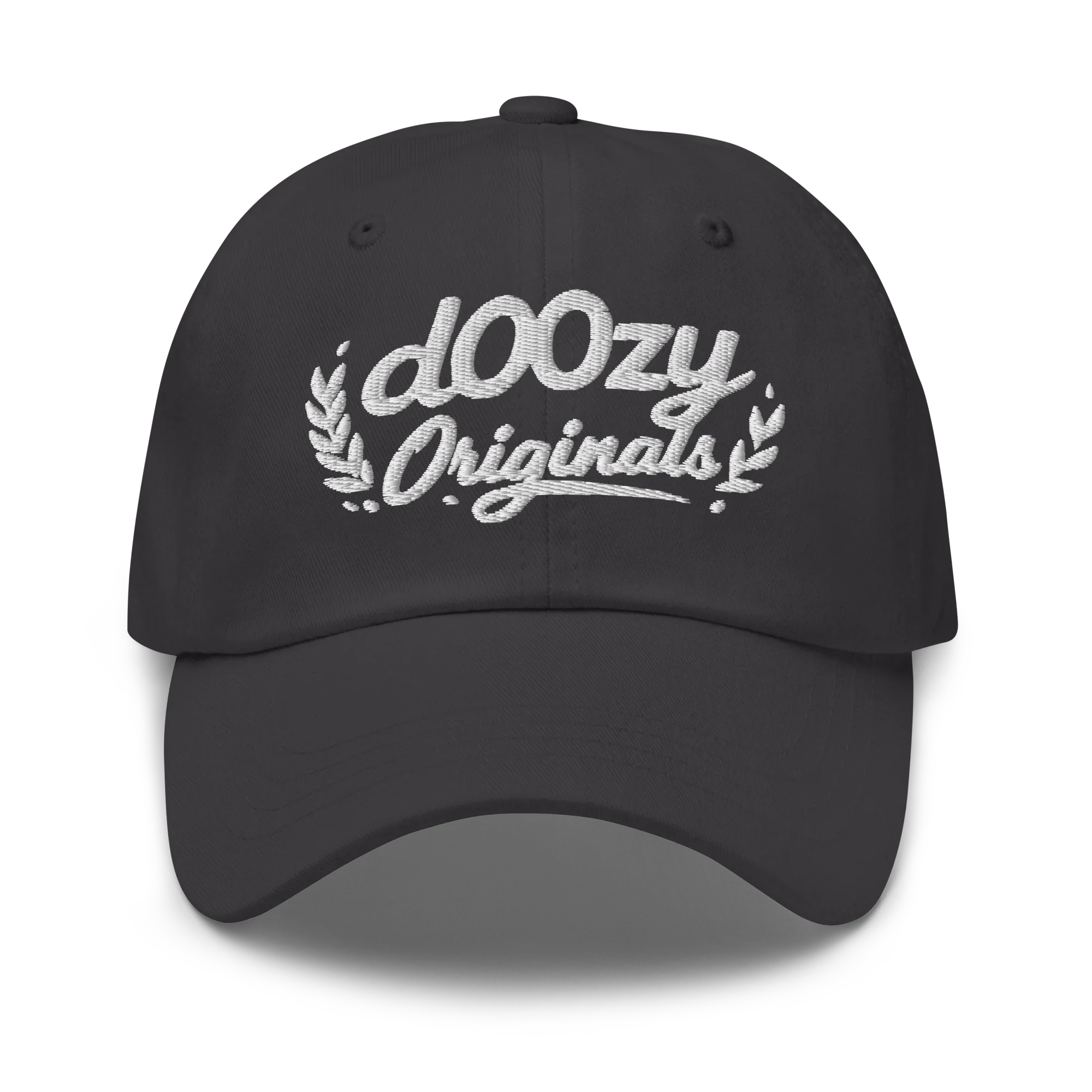 Gorra clásica dark grey Doozy Headwear con logo bordado dOOzy Originals al frente