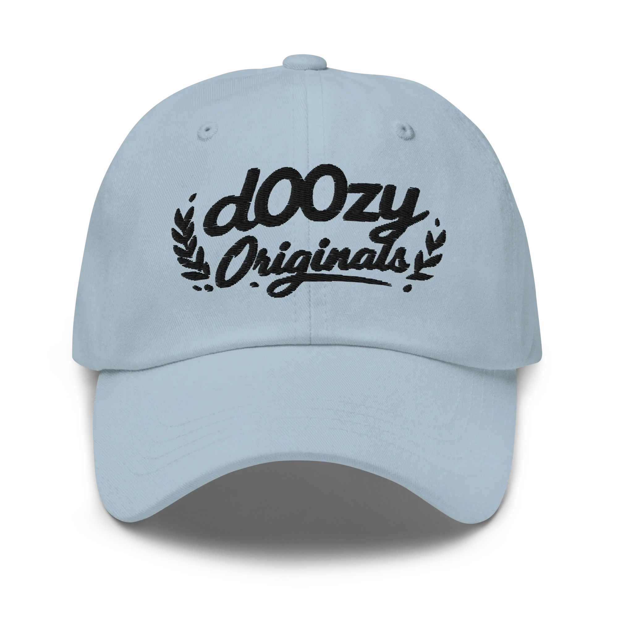 Gorra clásica azul claro con logo dOOzy Originals bordado en negro, Doozy Headwear