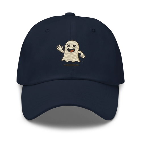 Gorra azul marino Doozy Headwear con dibujo de fantasma bordado en el frente