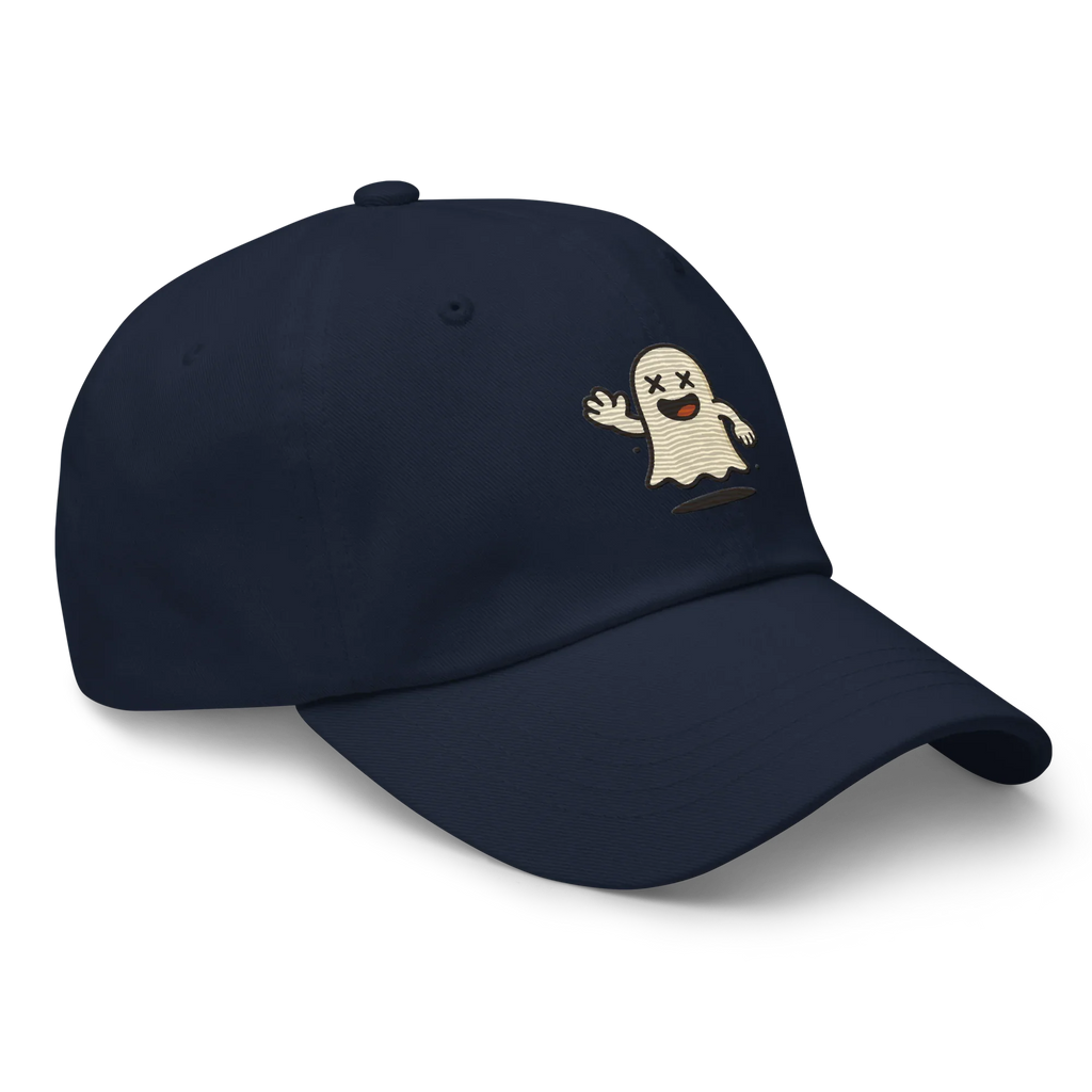 Gorra clásica azul marino Doozy Headwear con dibujo de fantasma bordado en el frente