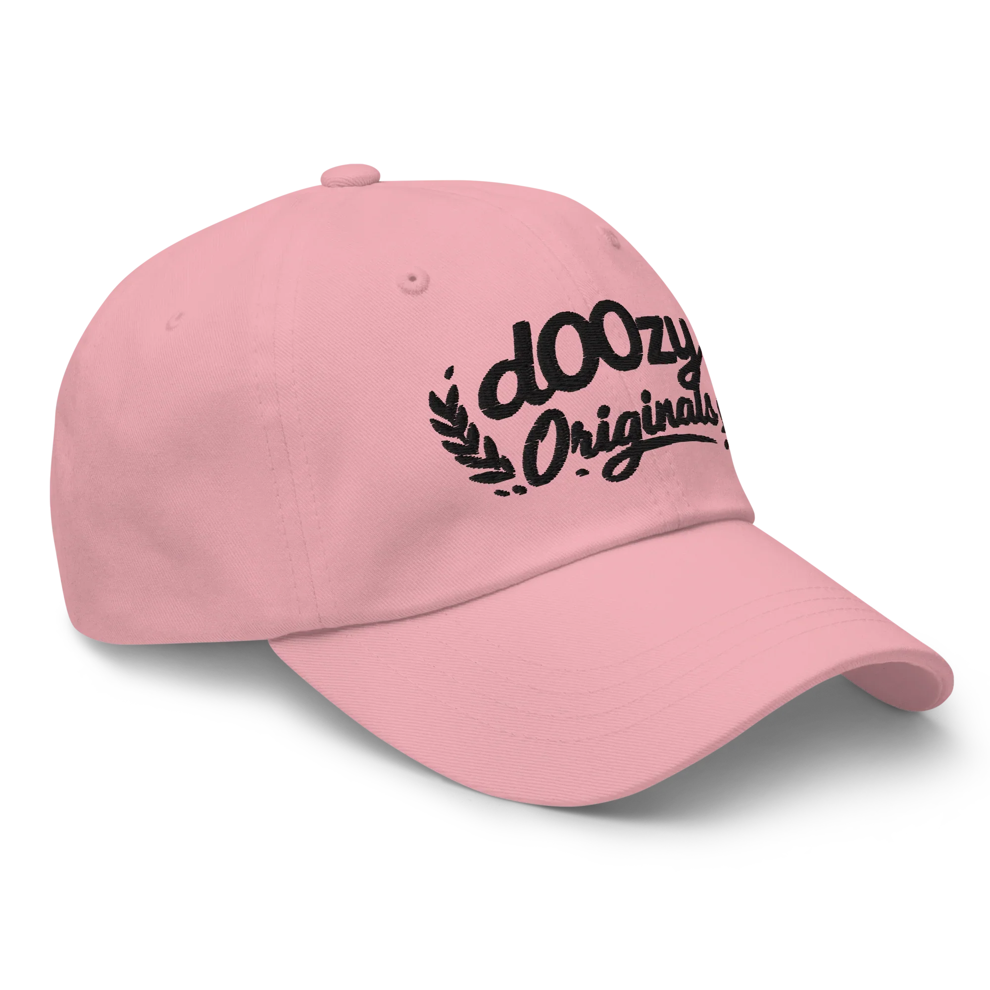 Gorra rosa Doozy Headwear estilo clásico con logo bordado negro dOOzy Originals