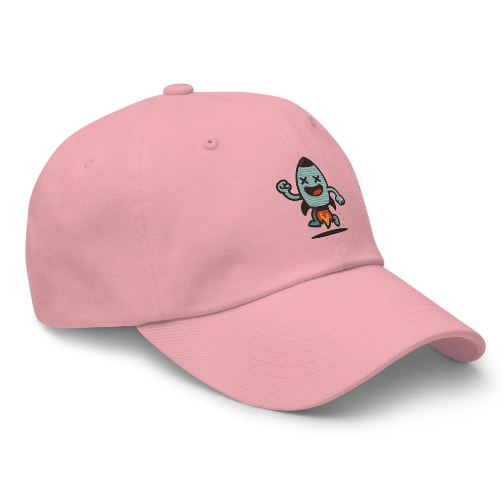 Gorra clásica rosa Doozy Headwear con dibujo animado bordado en la parte frontal