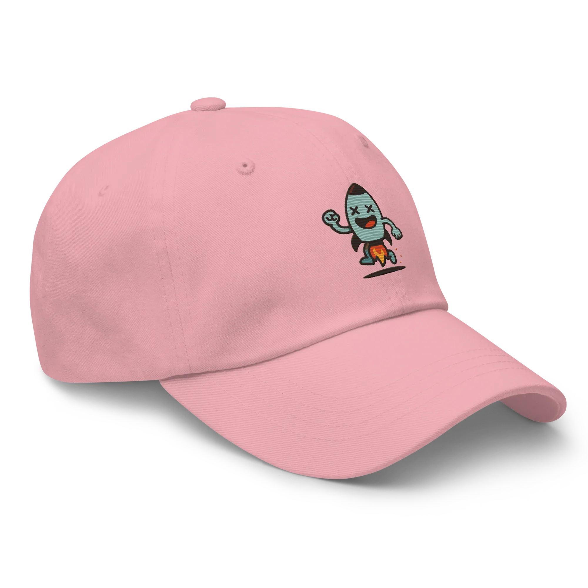 Gorra clásica rosa Doozy Headwear con dibujo animado bordado en la parte frontal
