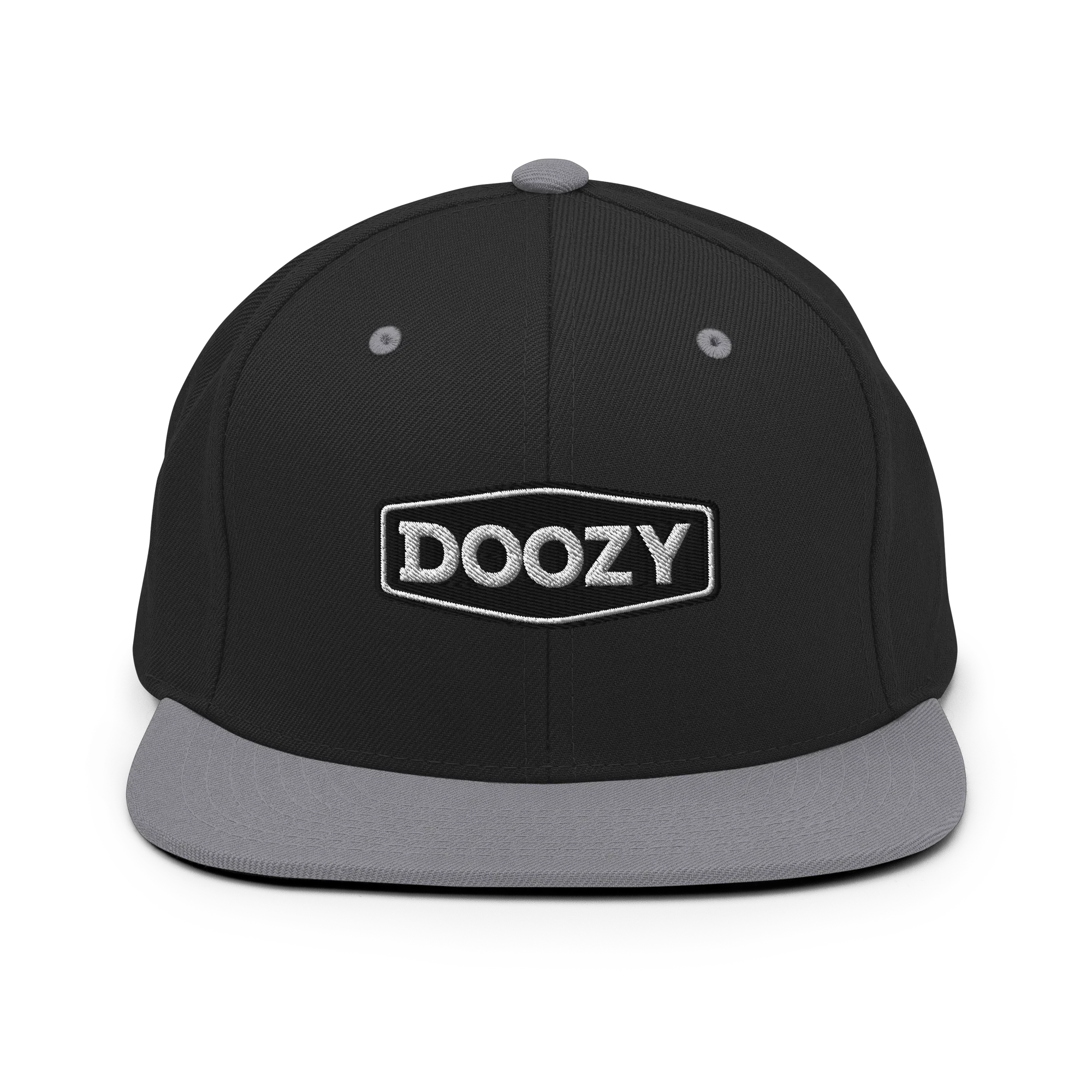 Gorra snapback negra y gris con logo DOOZY bordado, moda urbana Doozy Headwear