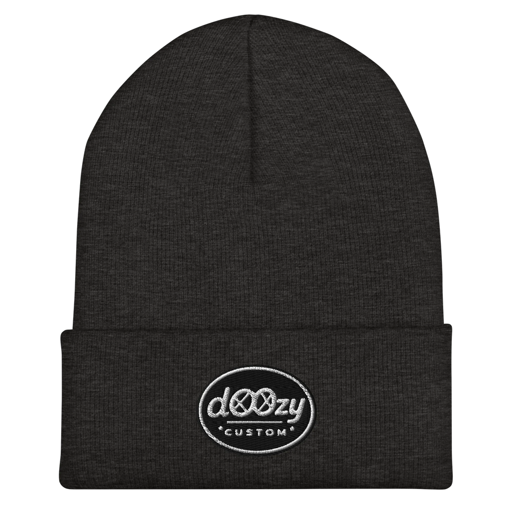 Gorro beanie gris oscuro con logo bordado Doozy Headwear, dOOzy Custom Store