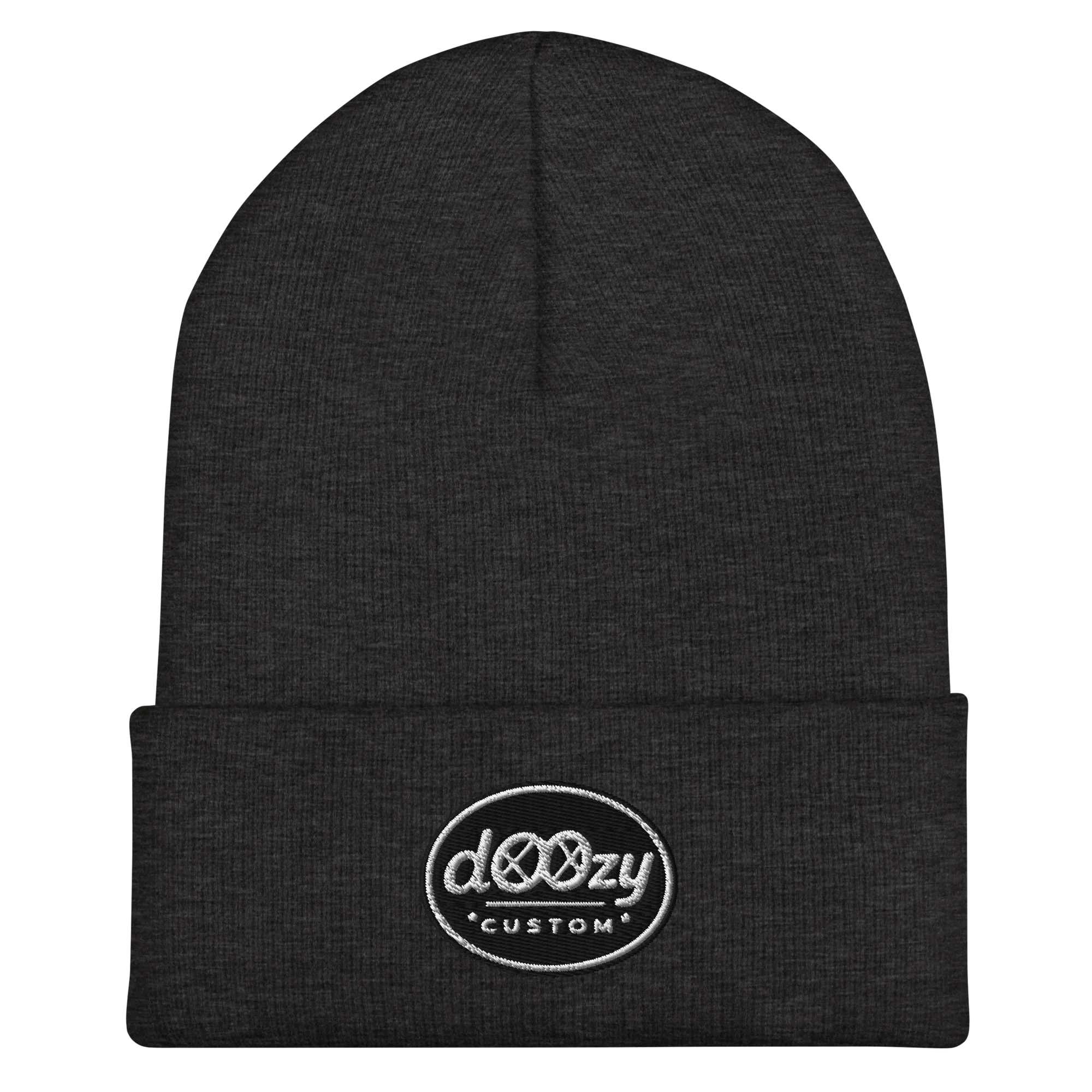Gorro beanie gris oscuro con logo bordado Doozy Headwear, dOOzy Custom Store