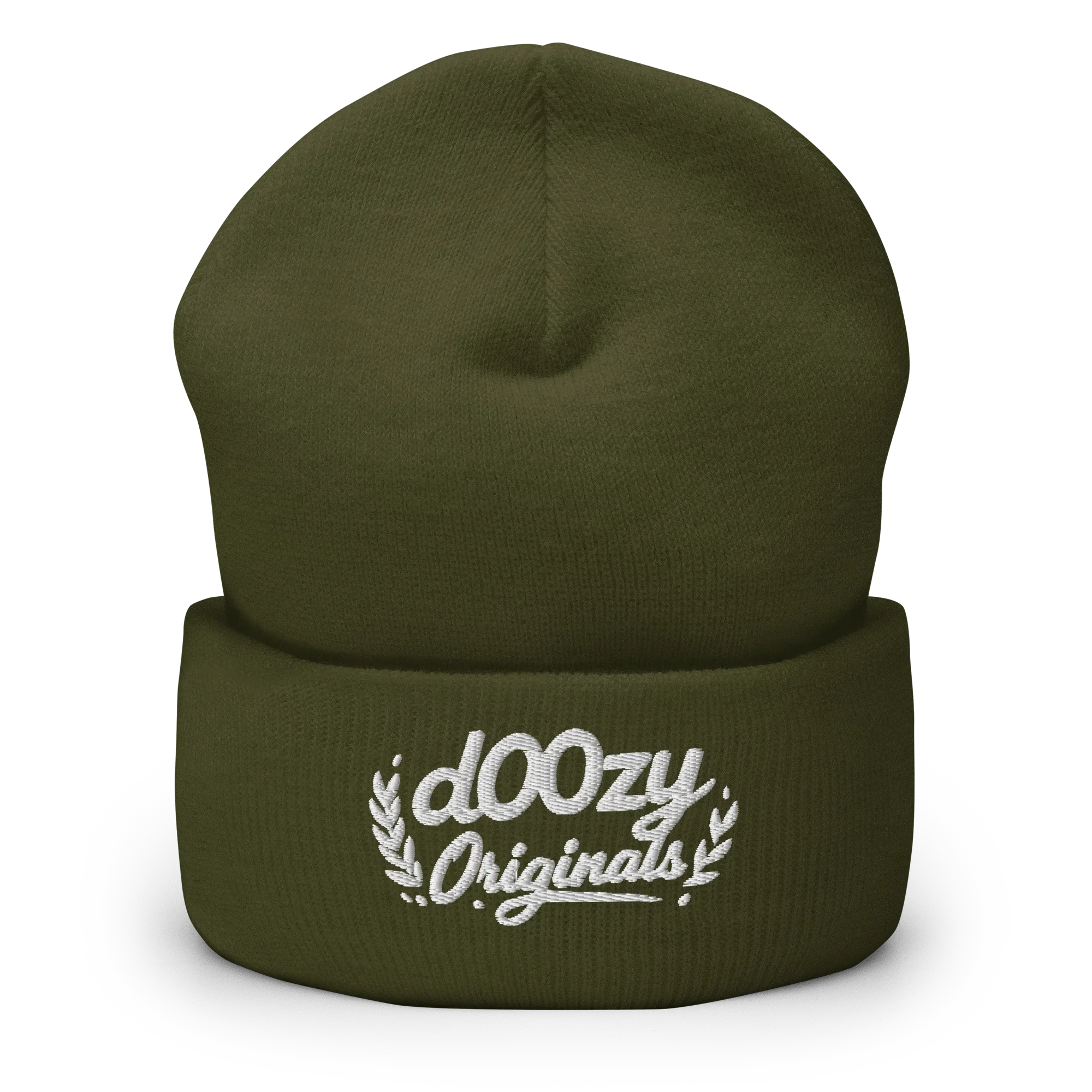 Gorro beanie verde oliva con logo bordado Doozy Originals, moda urbana dOOzy Headwear