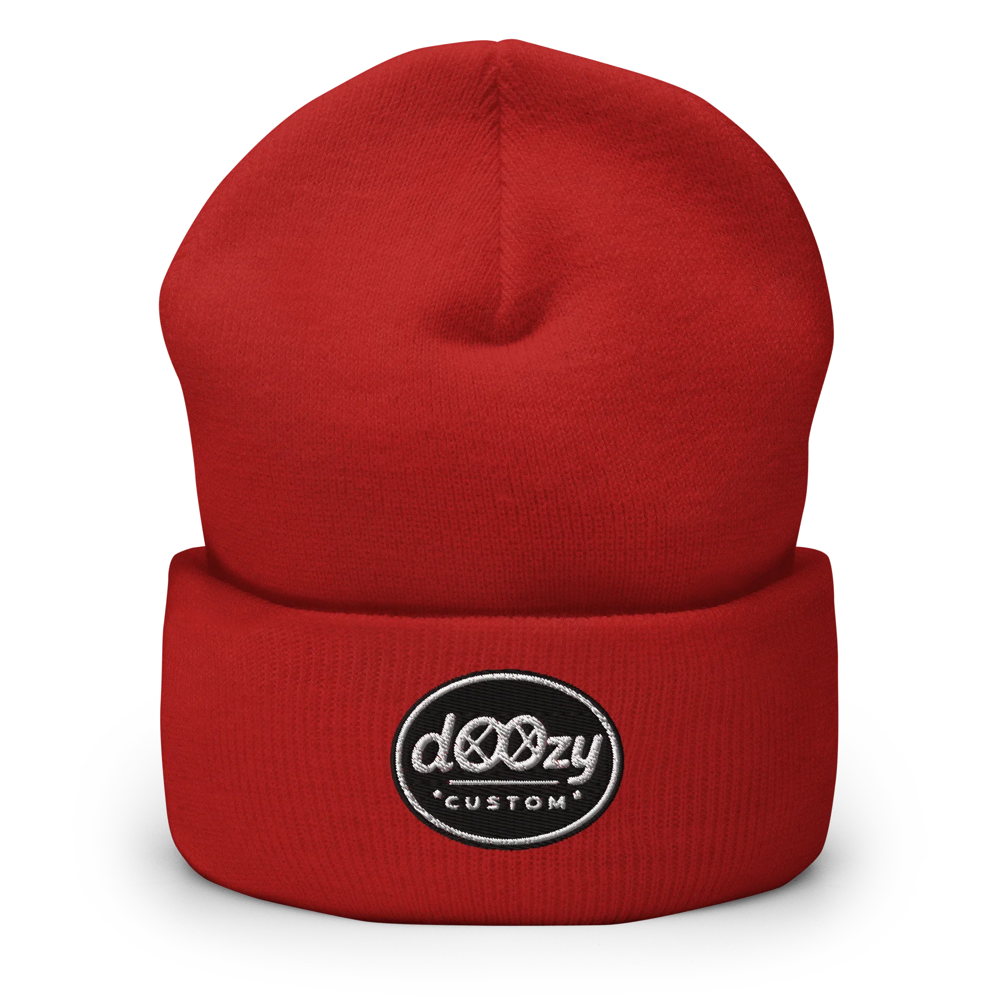 Gorro beanie rojo Doozy Headwear con logo bordado en el frente, tienda oficial dOOzy