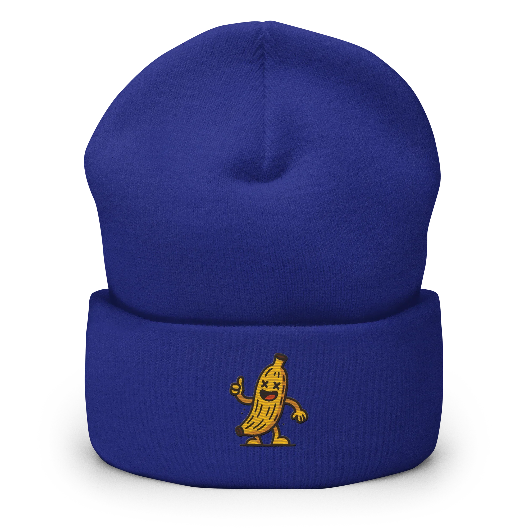 Gorro azul Doozy Headwear con banana animada bordada al frente, diseño original dOOzy brand