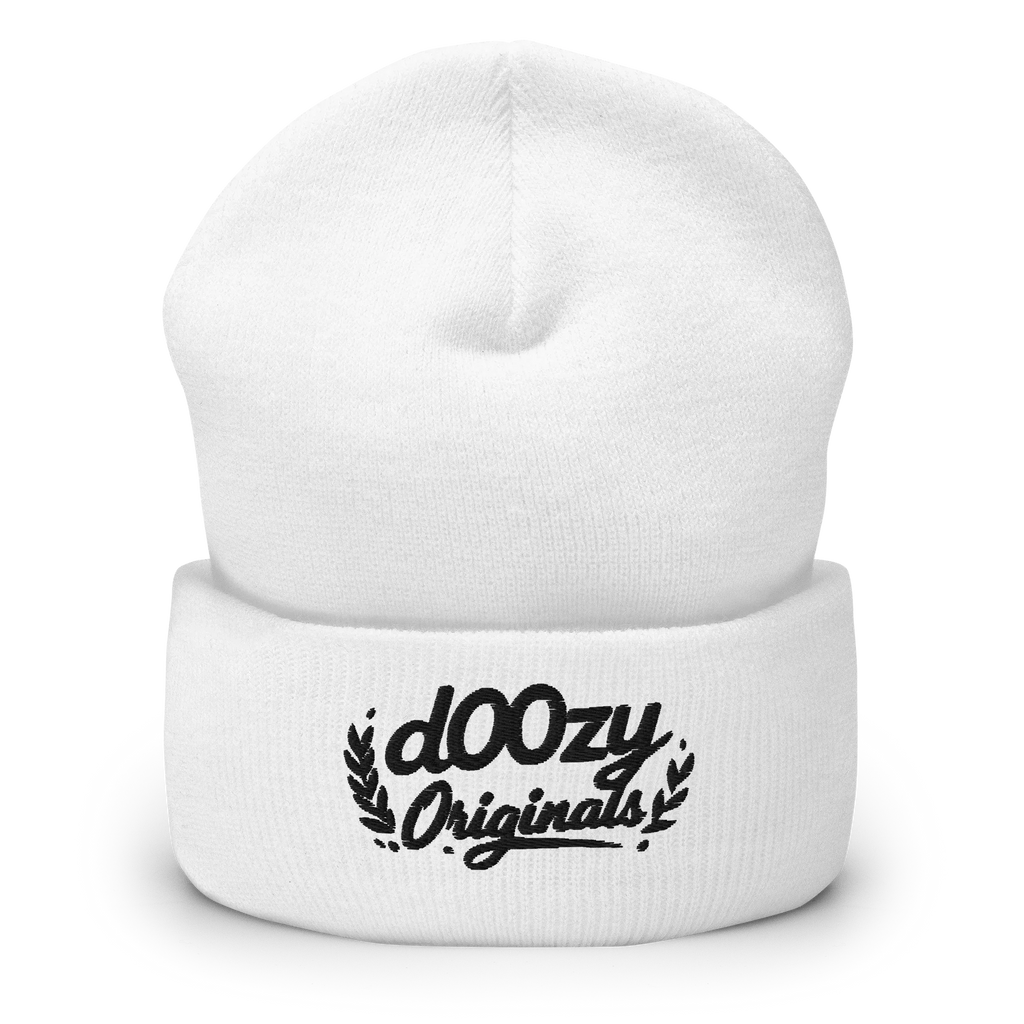 Gorro blanco Doozy Headwear con logo bordado dOOzy Originals al frente