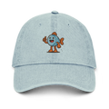 Gorra de mezclilla azul claro Doozy Headwear con dibujo de pez sonriente bordado al frente