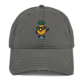 Gorra gris desgastada Doozy Headwear con piña animada y gafas negras en el frente