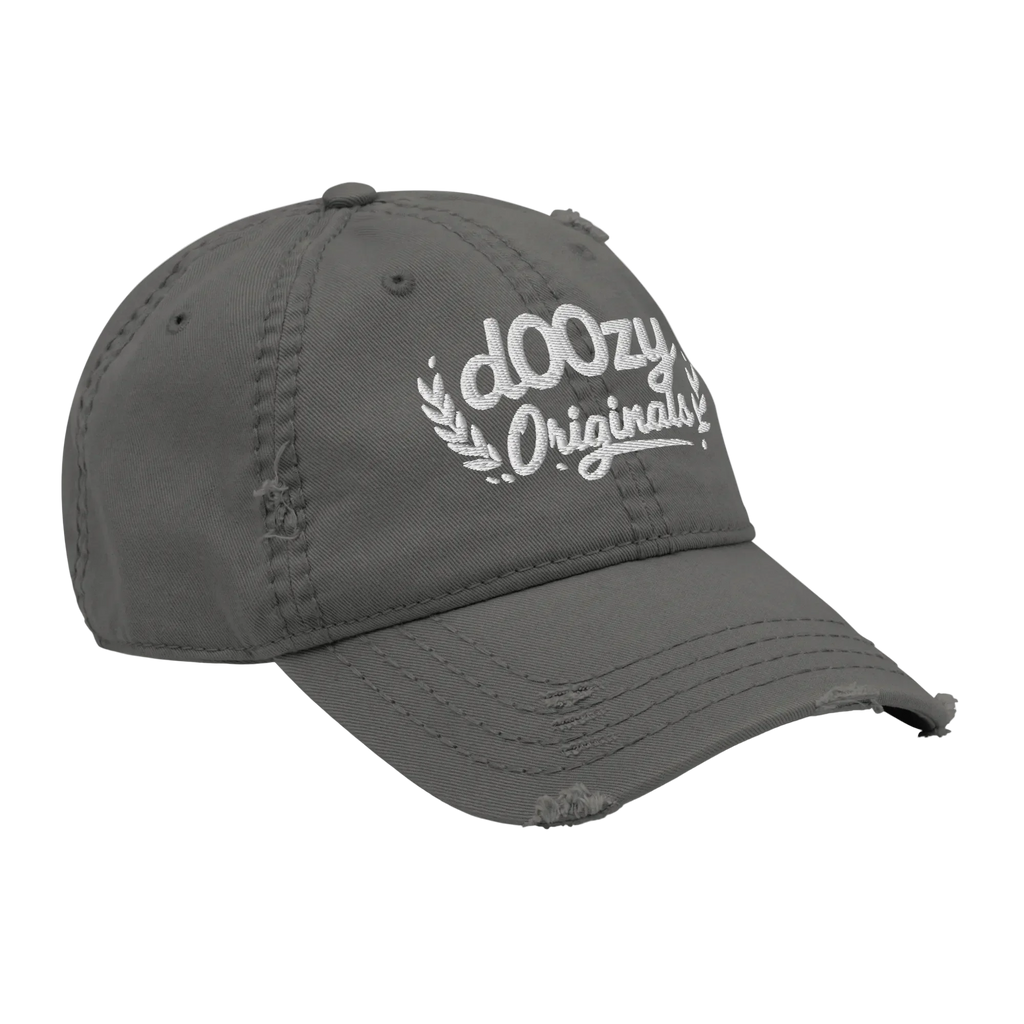 Gorra dad hat gris carbón doozy Originals con diseño desgastado, tienda dOOzy Headwear