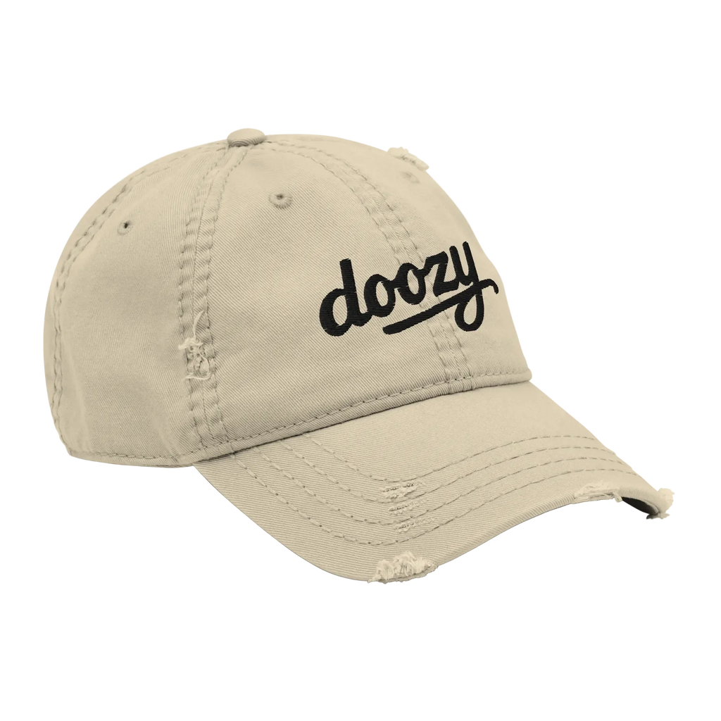 Gorra khaki estilo vintage con logo doozy bordado, Doozy Headwear marca dOOzy