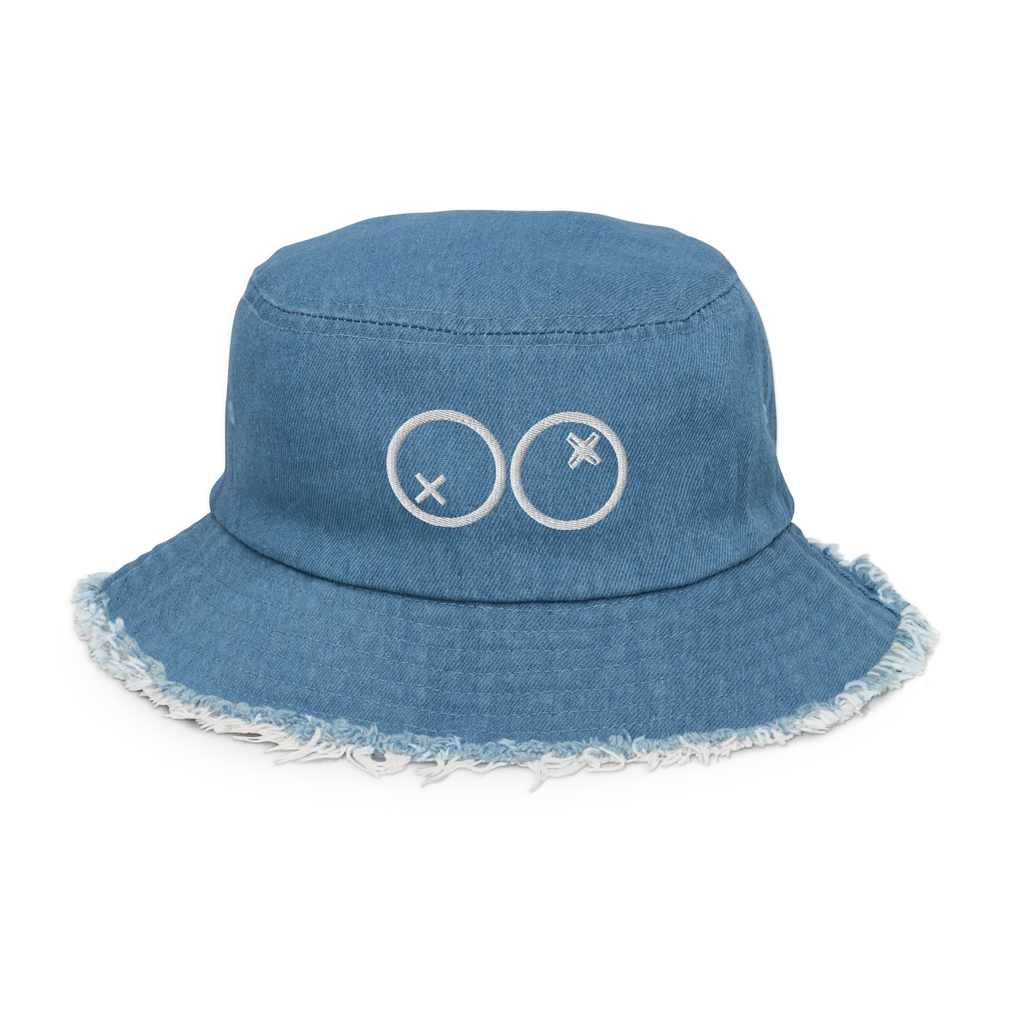 Sombrero bucket denim azul claro desgastado Doozy Headwear con logo bordado dOOzy
