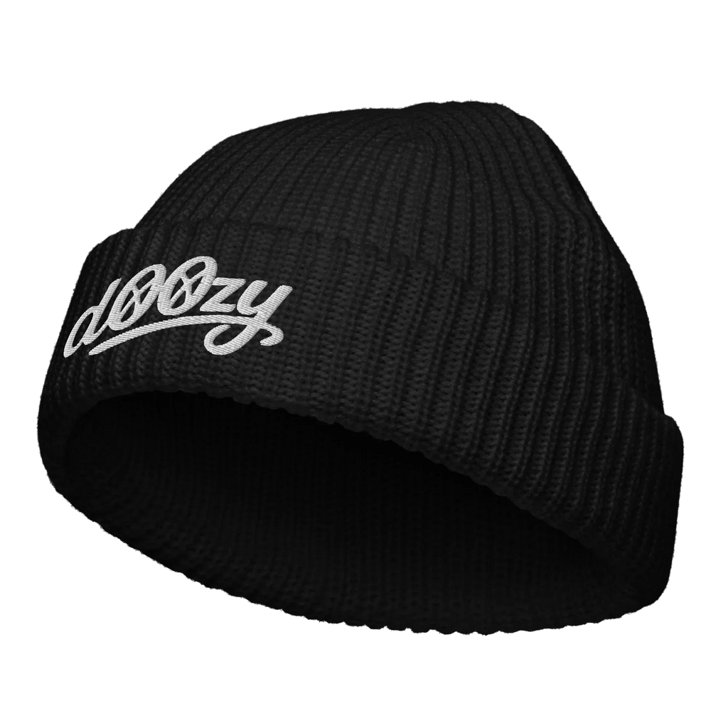 Gorro pescador negro Doozy Headwear con logo bordado blanco, moda urbana dOOzy brand