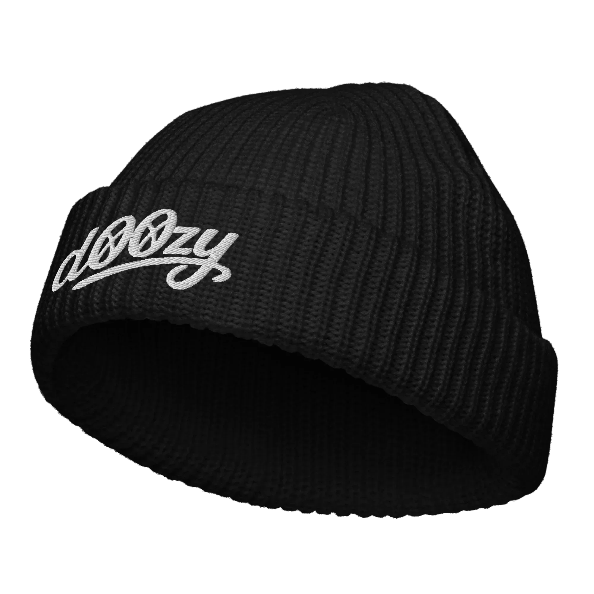 Gorro pescador negro Doozy Headwear con logo bordado blanco, moda urbana dOOzy brand