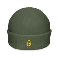 Gorro fisherman verde Doozy Headwear con bordado de aguacate animado al frente