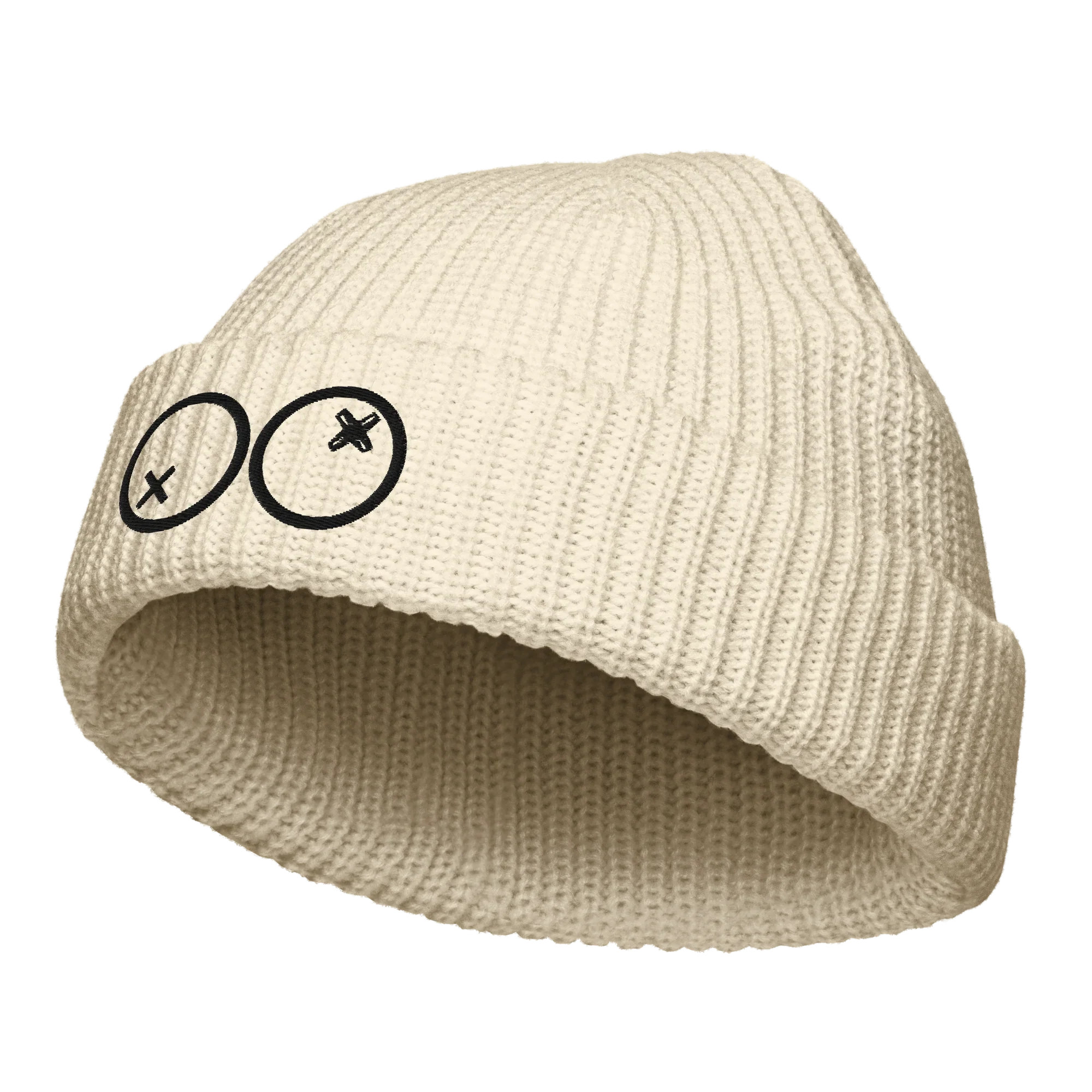 Gorro fisherman beanie color ecru de Doozy Headwear con logo bordado dOOzy al frente