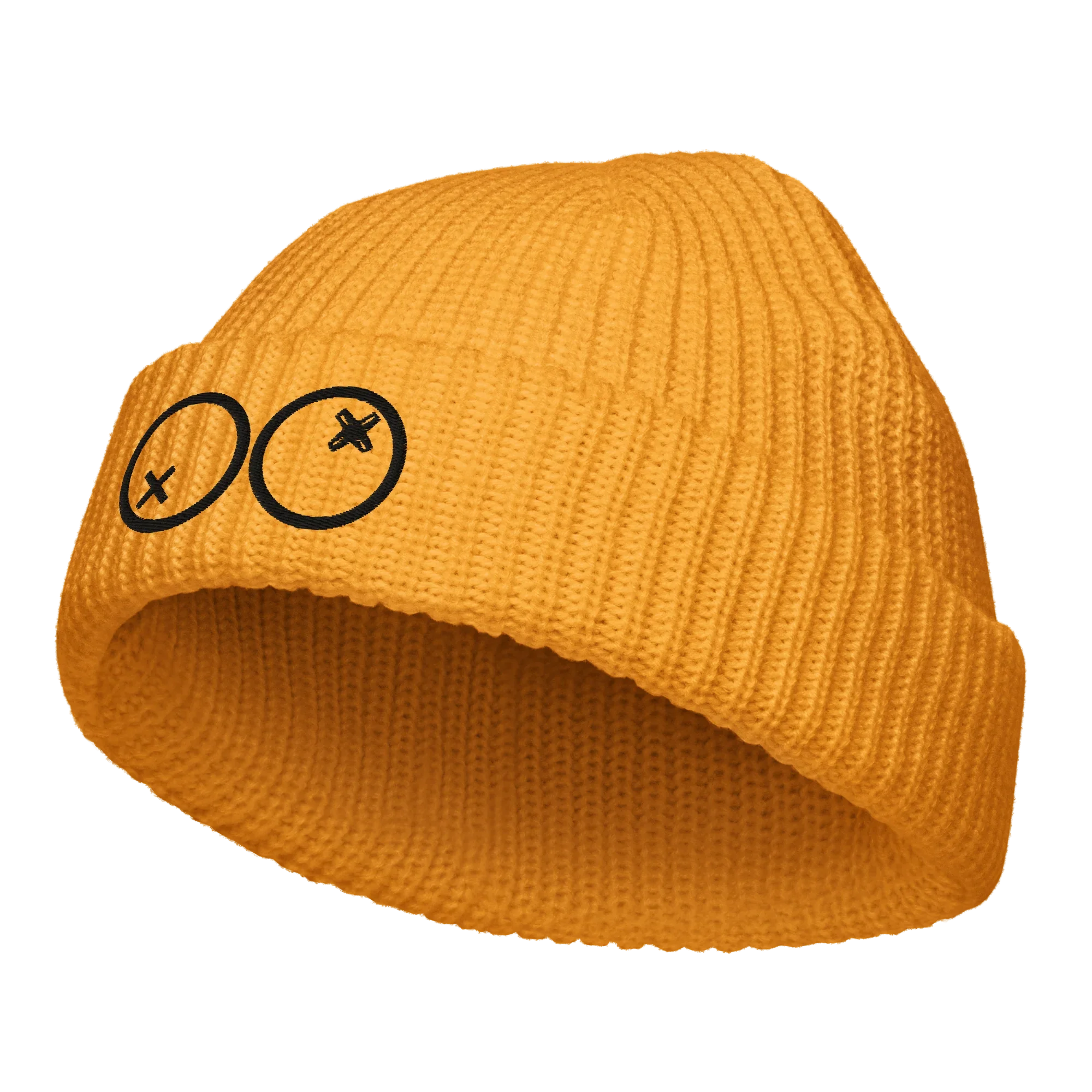 Gorro fisherman amarillo de punto con logo dOOzy en negro, Doozy Headwear