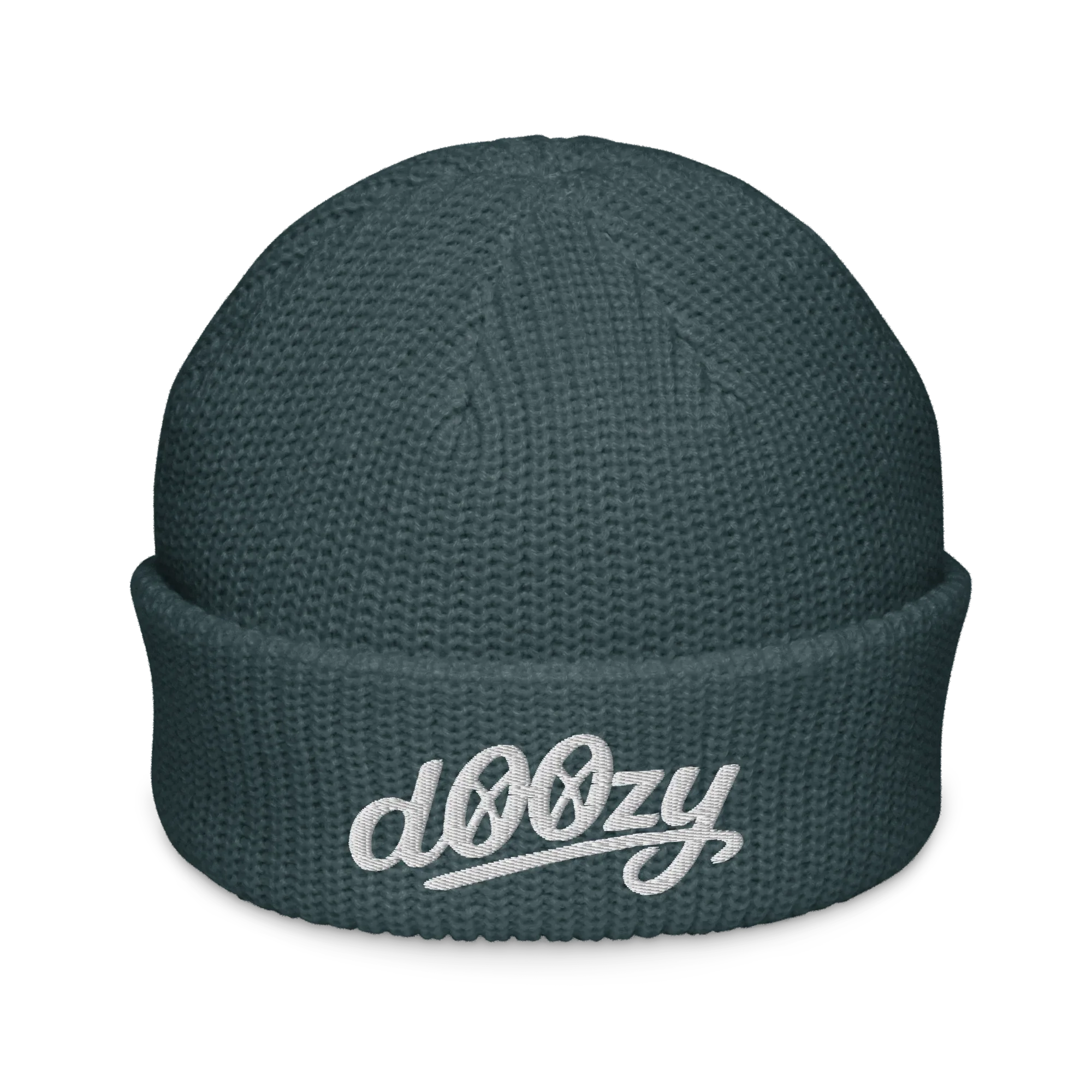 Gorro fisherman azul petróleo Doozy Headwear con logo bordado en la parte frontal