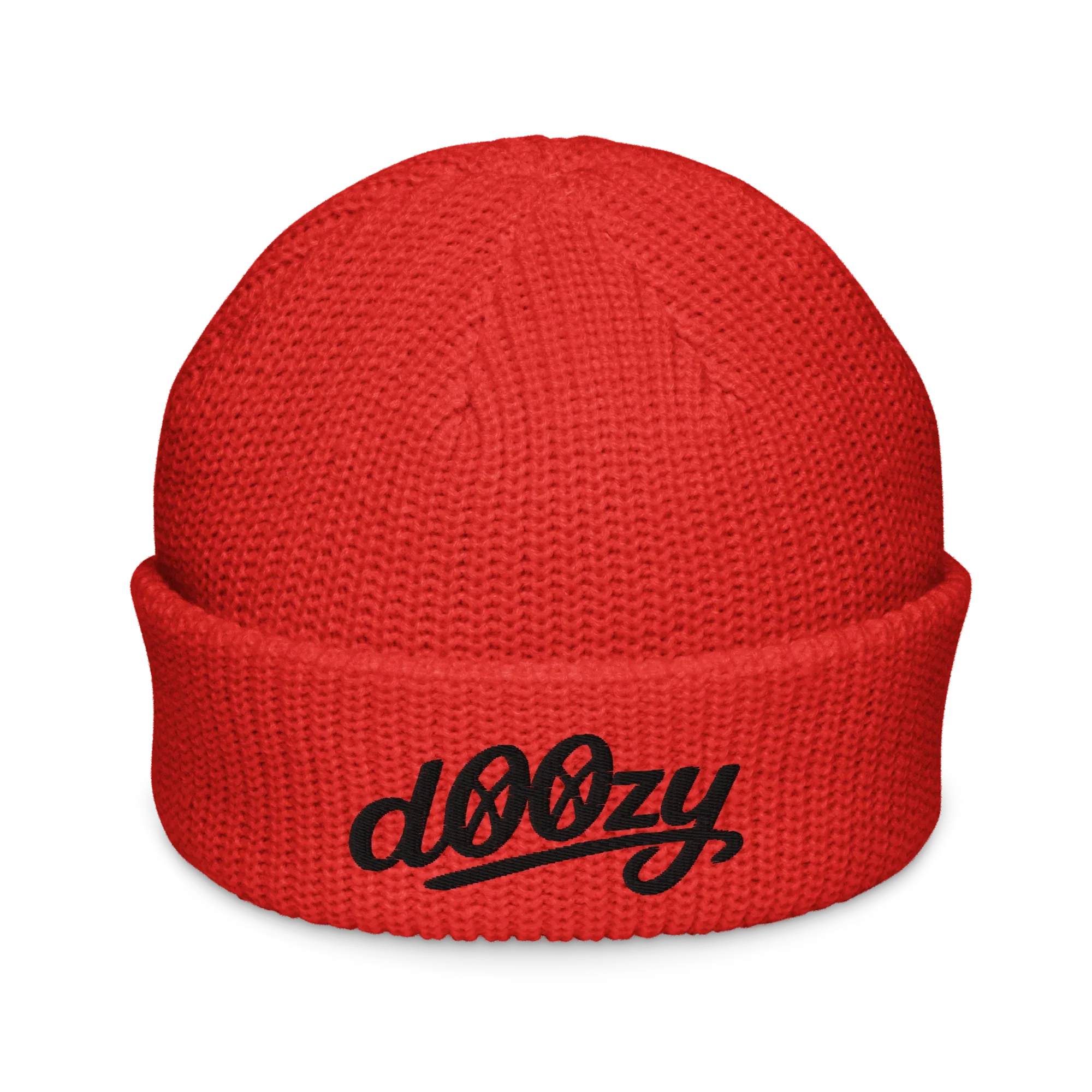 Gorro fisherman rojo Doozy Headwear con logo dOOzy bordado en el frente