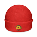 Gorro fisherman rojo Doozy Headwear con bordado de taco sonriente al frente