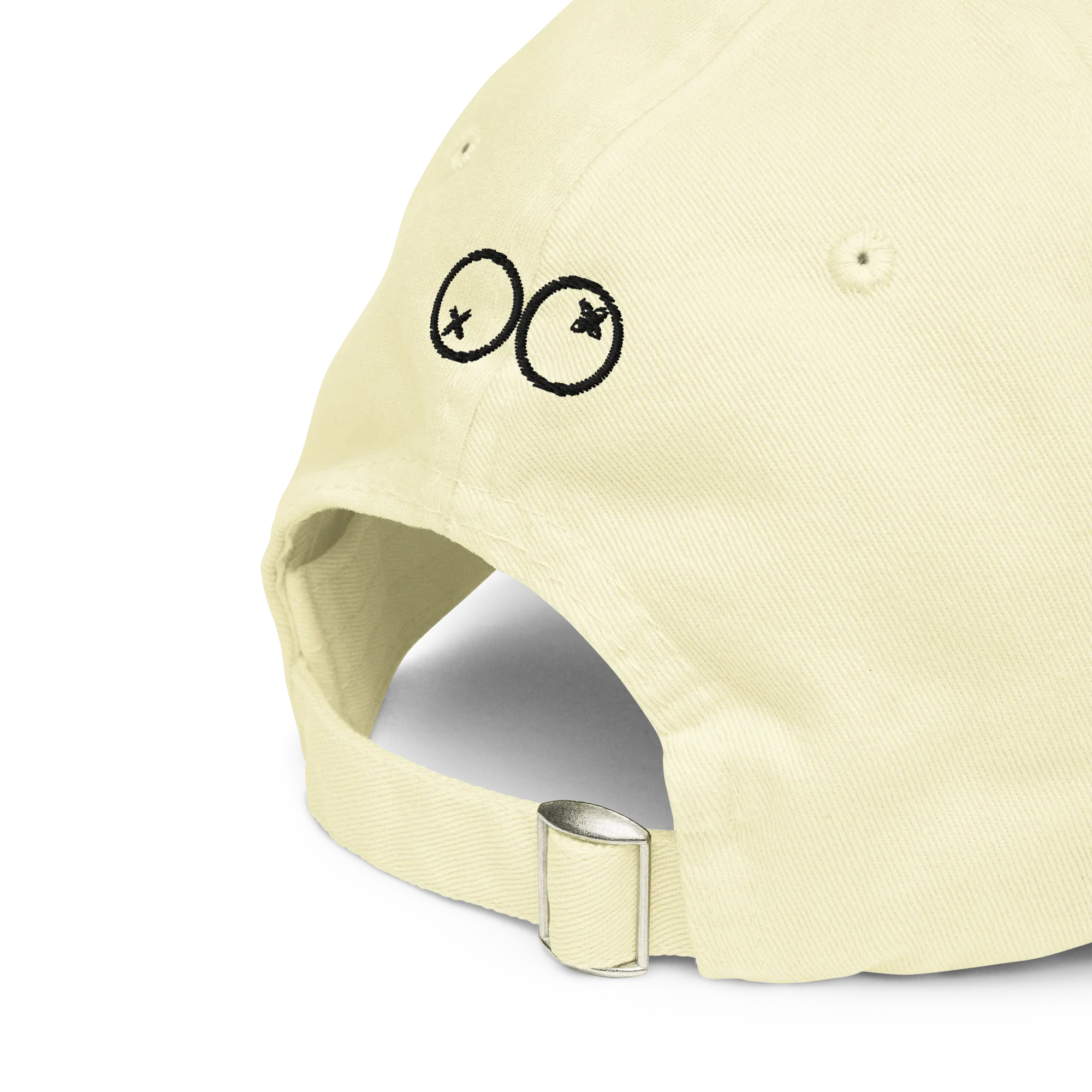 Gorra color pastel limón Doozy Headwear con detalle bordado y cierre ajustable metálico.