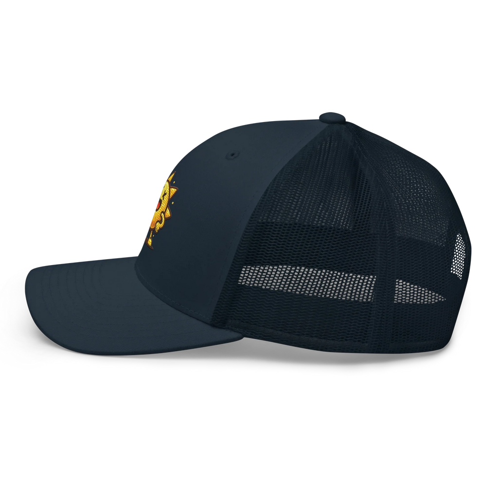 Gorra retro trucker azul marino Doozy Headwear con malla lateral, logo dOOzy bordado