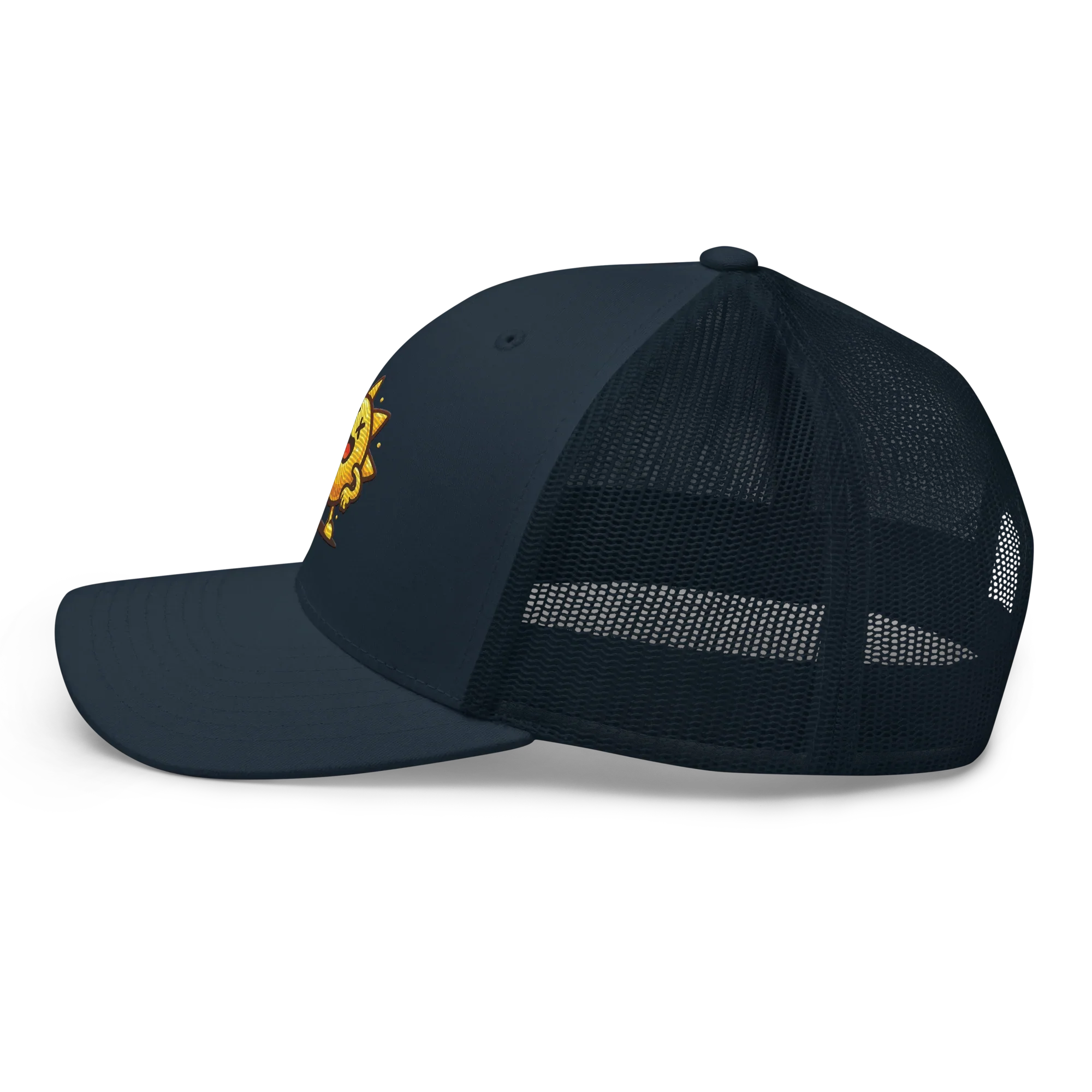 Gorra retro trucker azul marino Doozy Headwear con malla lateral, logo dOOzy bordado