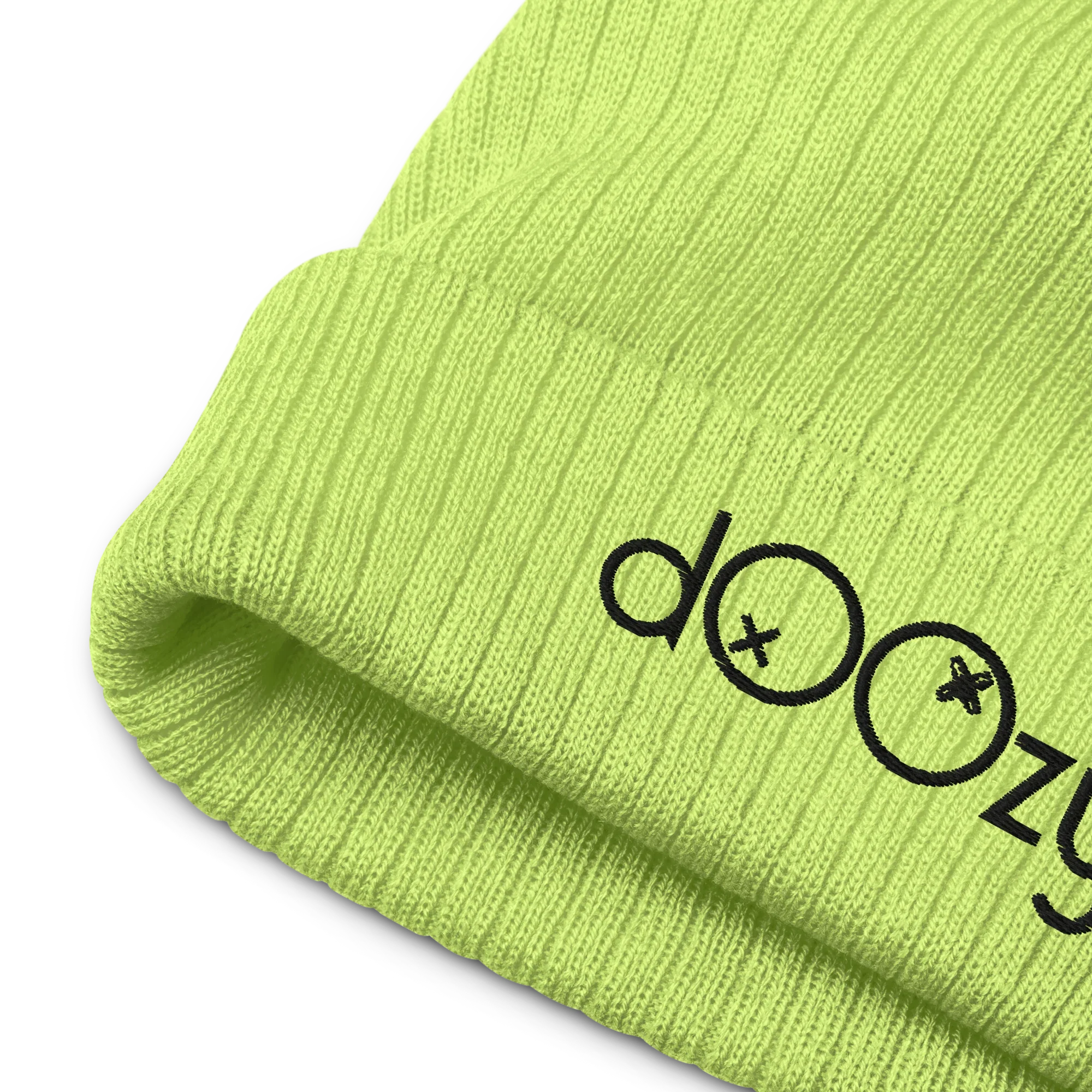 Gorro de punto acanalado verde ácido con logo doozy, moda urbana Doozy Headwear