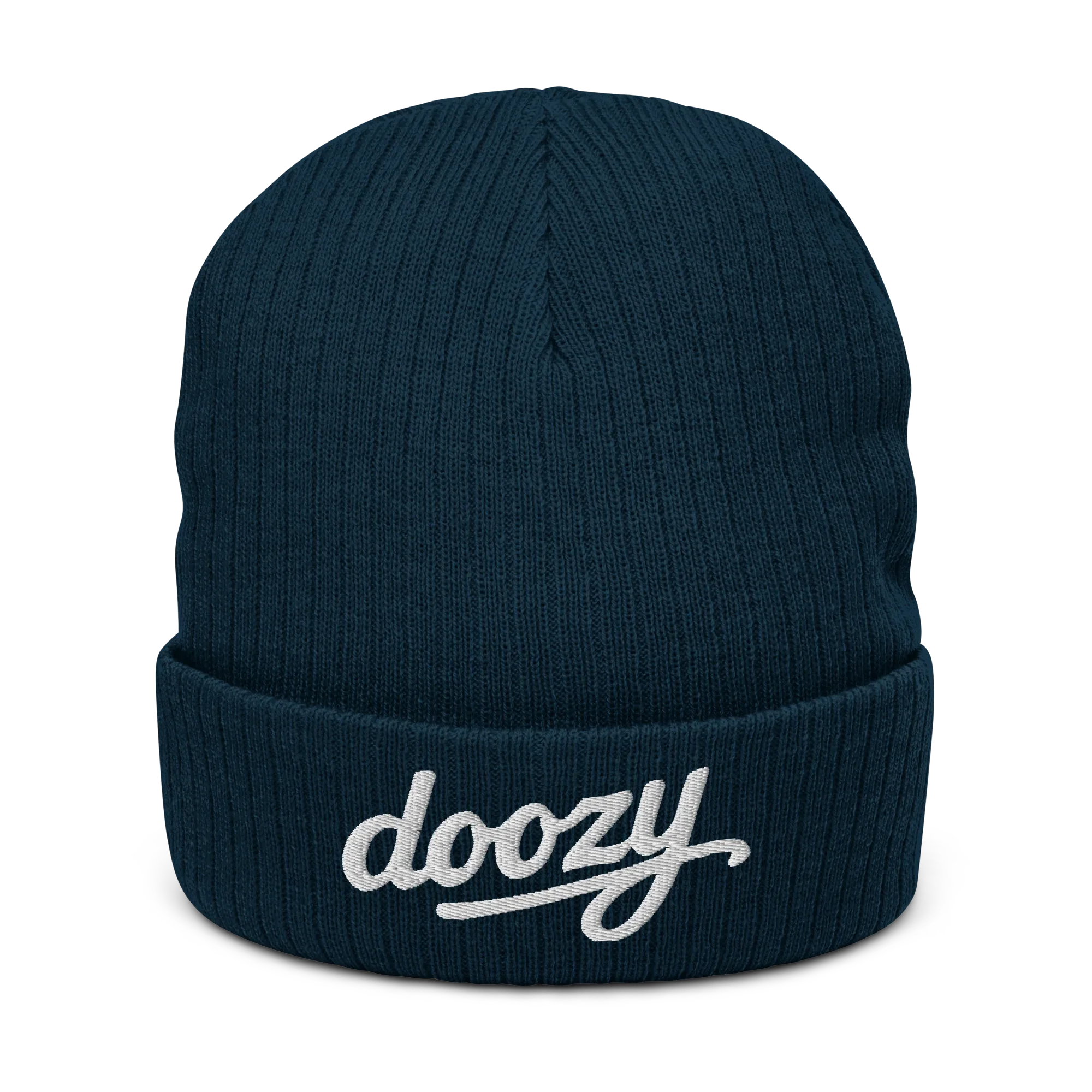 Gorro de punto azul marino Doozy Headwear con logo bordado en la parte frontal