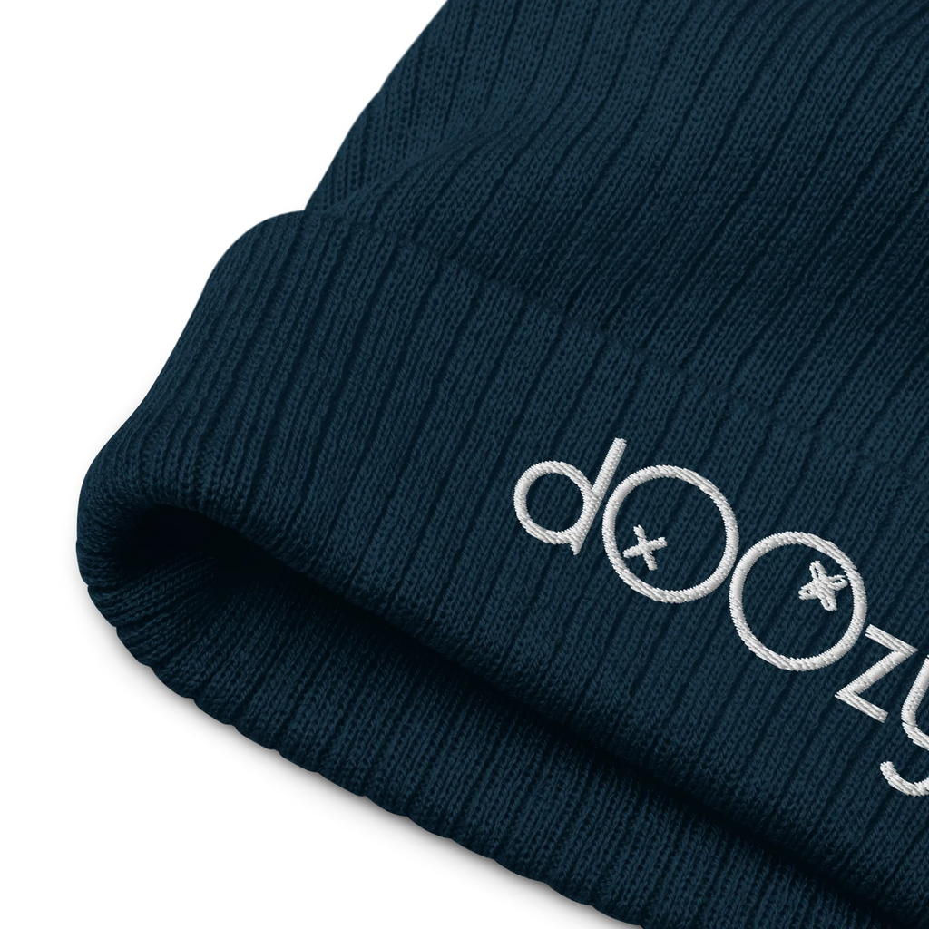 Gorro azul marino de punto grueso con logo bordado doozy, moda de Doozy Headwear