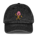 Gorra vintage negra Doozy Headwear con helado caricatura bordado en el frente