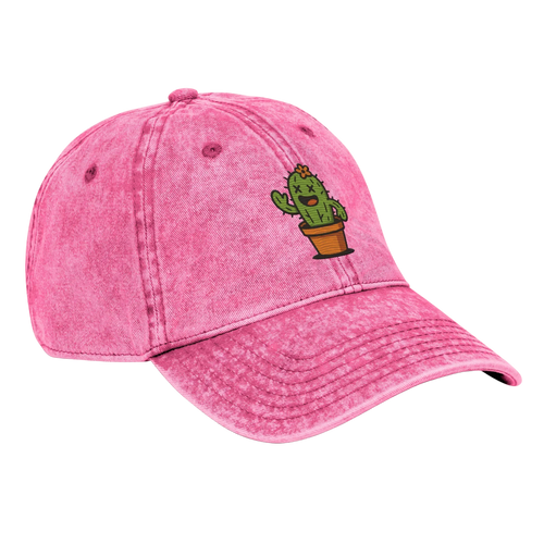 Gorra vintage rosa Doozy Headwear con cactus bordado en la parte frontal